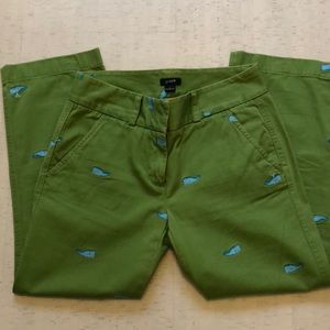 J Crew Whale Print Chinos Sz 2